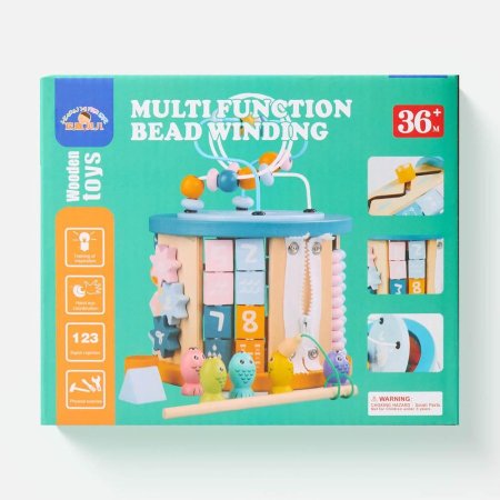 مكعب الأنشطة التعليمي الخشبي