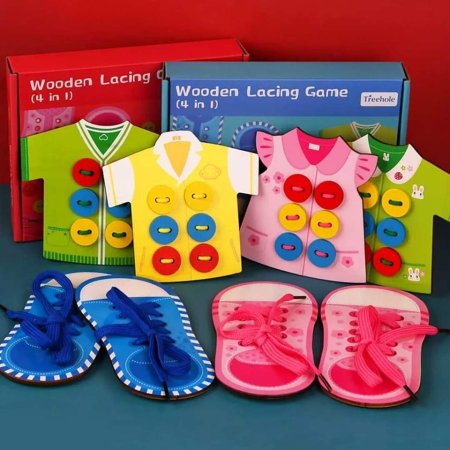 Wooden Lacing Game 4 in 1