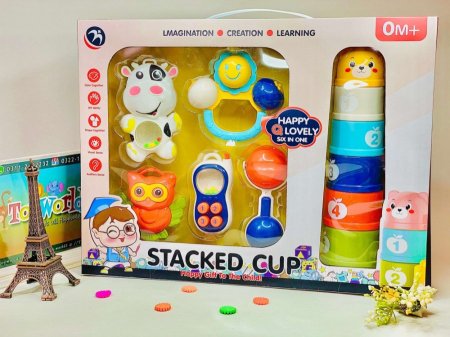 مجموعة خشخيشات وأكواب التكديس للأطفال